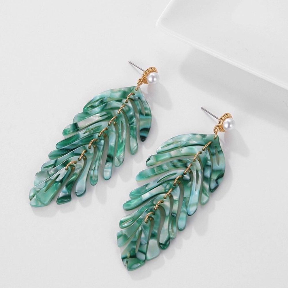 Leaf Tropical Statement Earrings